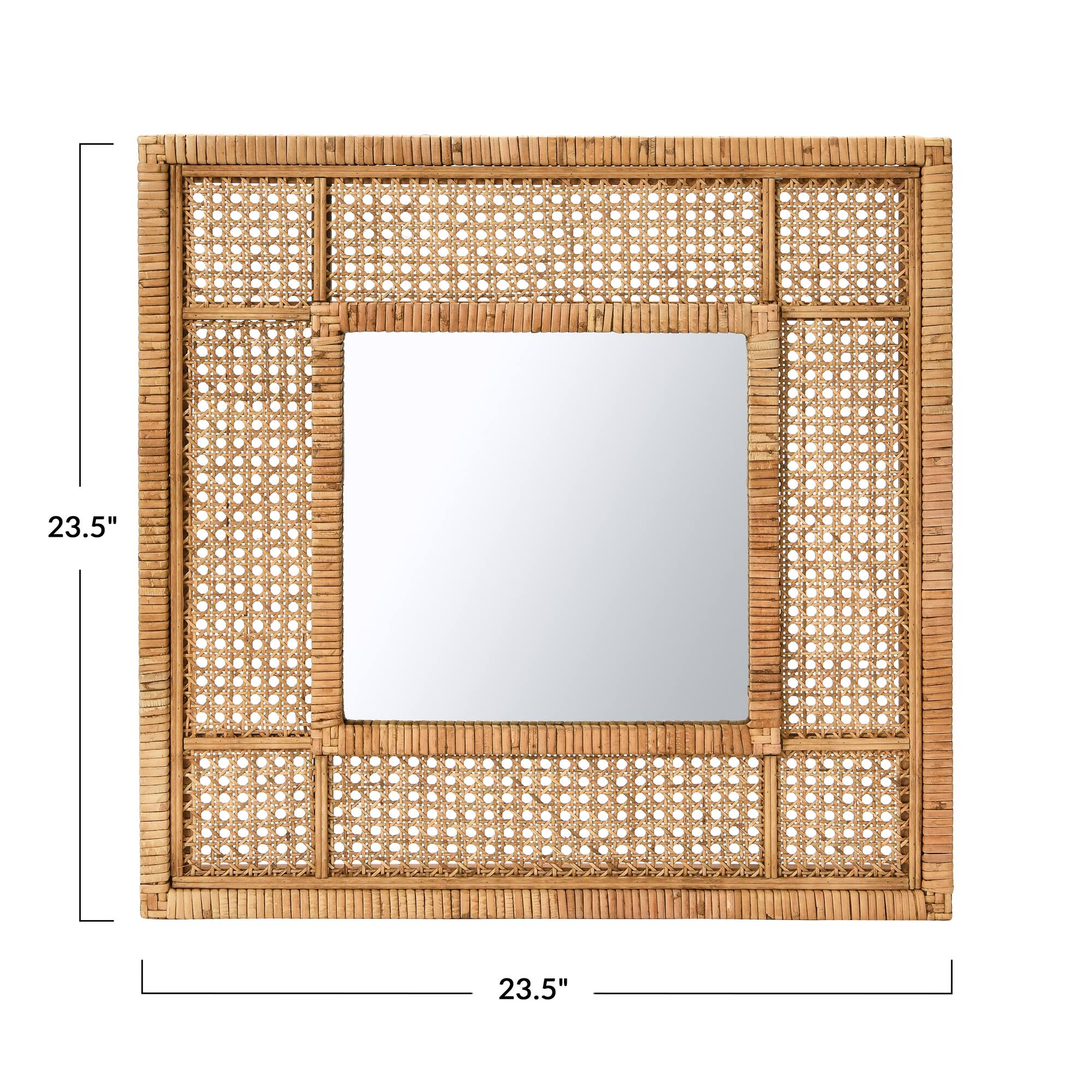 Hello Honey® Natural Square Rattan Framed Wall Mirror